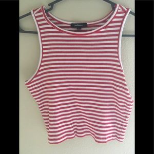 Red & White Striped Crop Top